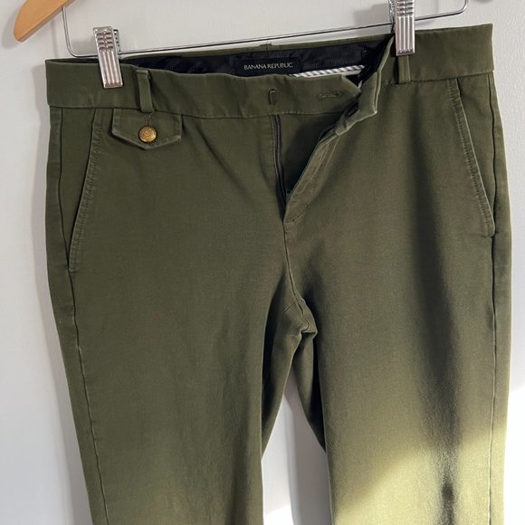 Banana Republic Sloan Flare Stretch Pants Olive Green Size 4 - Picture 10 of 11